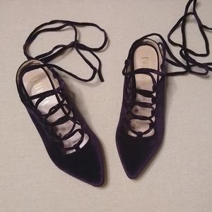 Billy Ella NWOT plum purple velvet lace up ballet flats
